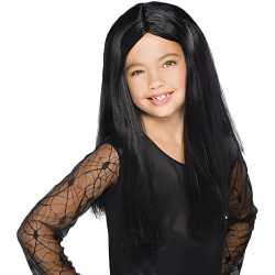 Peluca Bruja Melena Larga Lisa Negra Infantil
