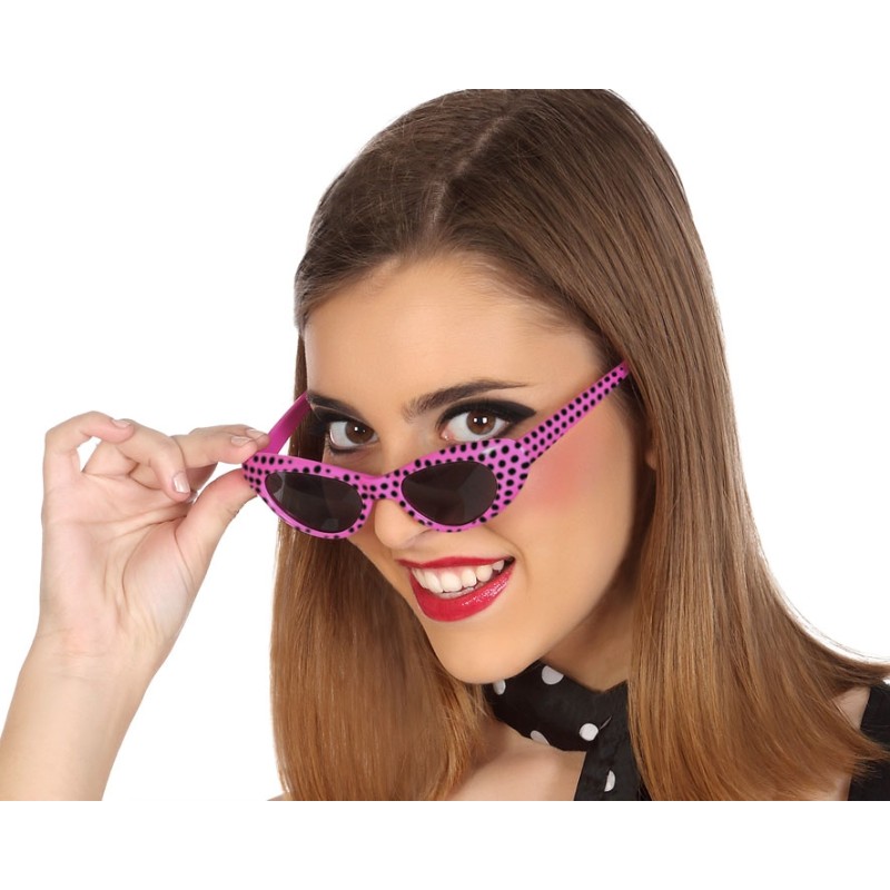 GAFAS ROSAS CON LUNARES NEGROS
