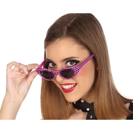 GAFAS ROSAS CON LUNARES NEGROS