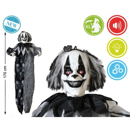 DECORACIÓN HALLOWEEN MUÑECO PAYASO 170 CM LUZ Y SONIDO