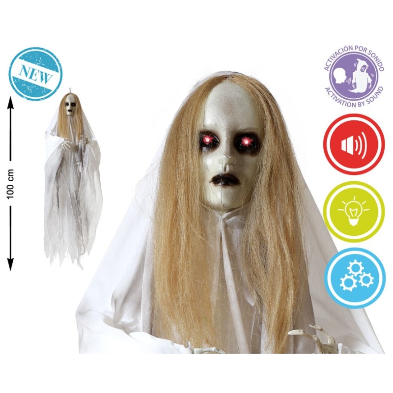 COLGANTE DECORACIÓN FANTASMA MONSTRUO LUZ SONIDO