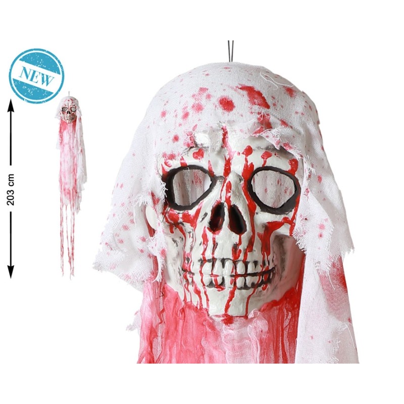 ACCESORIO HALLOWEEN COLGANTE CALAVERA MANCHADA SANGRE 200 CM