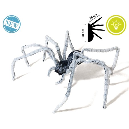 DECORACIÓN ARAÑA GRIS GIGANTE CON LUZ HALLOWEEN