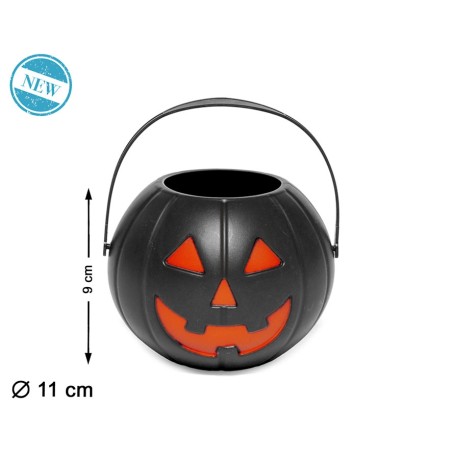 ACCESORIO DECORACIÓN CALABAZA RECOGE CARAMELOS NEGRO