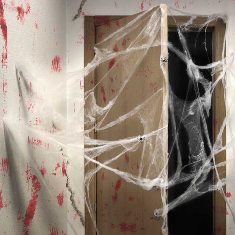 Telaraña Blanca 20grs con Arañas Negras