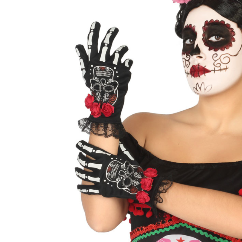 Guantes Día de los Muertos Adulto