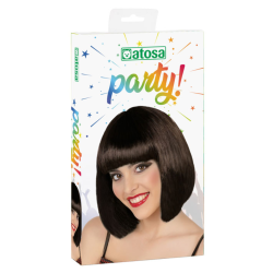 Peluca Castaña Lisa Corta con Flequillo