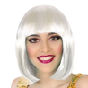 Peluca Blanca Corta con Flequillo