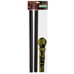 Bastón Negro con Bola Dorada 80 cm.