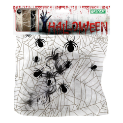 Telaraña Blanca con Arañas Negras 100grs.