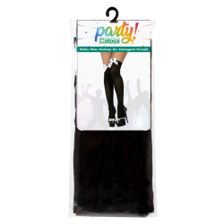 Medias Negras con Lazo Blanco Adulto