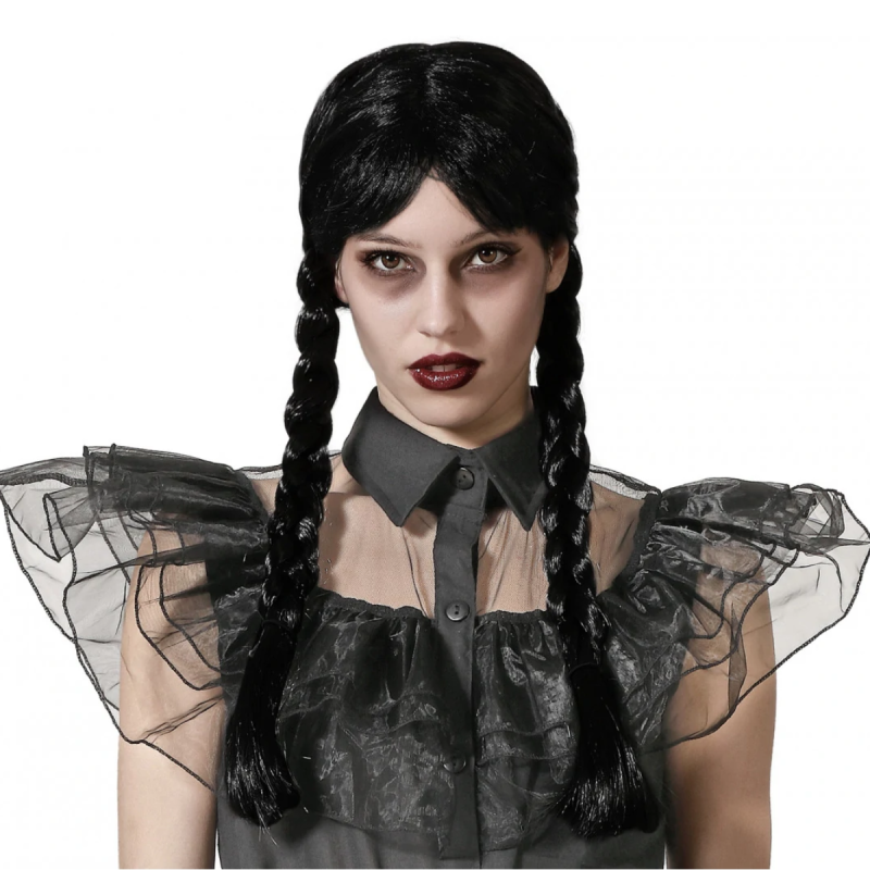 Peluca Coletas con Trenzas Morena