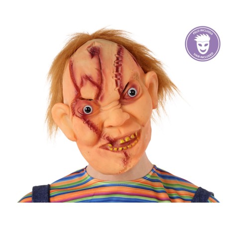 MÁSCARA HALLOWEEN VINILO CICATRICES Y PELO HOMBRE ADULTO