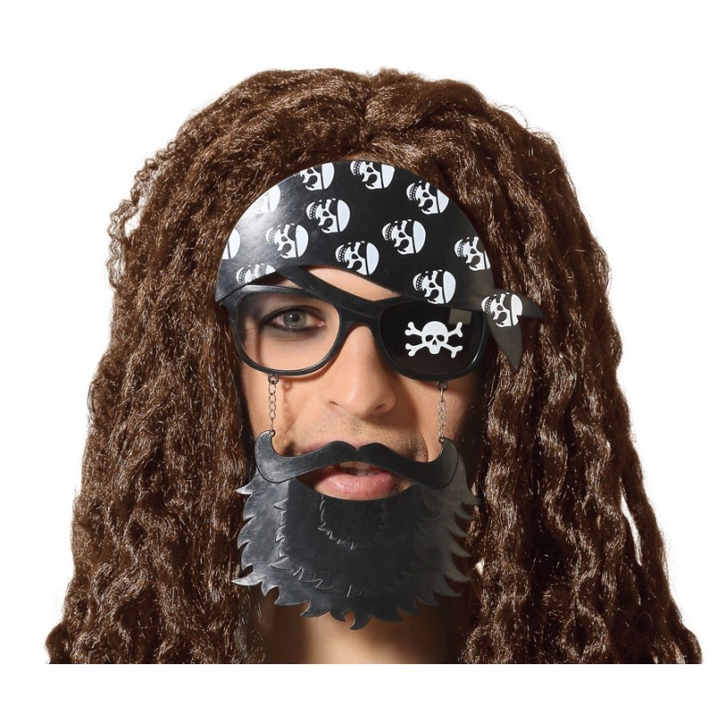 GAFAS CARNAVAL PIRATA CALAVERAS BARBA HOMBRE ADULTO