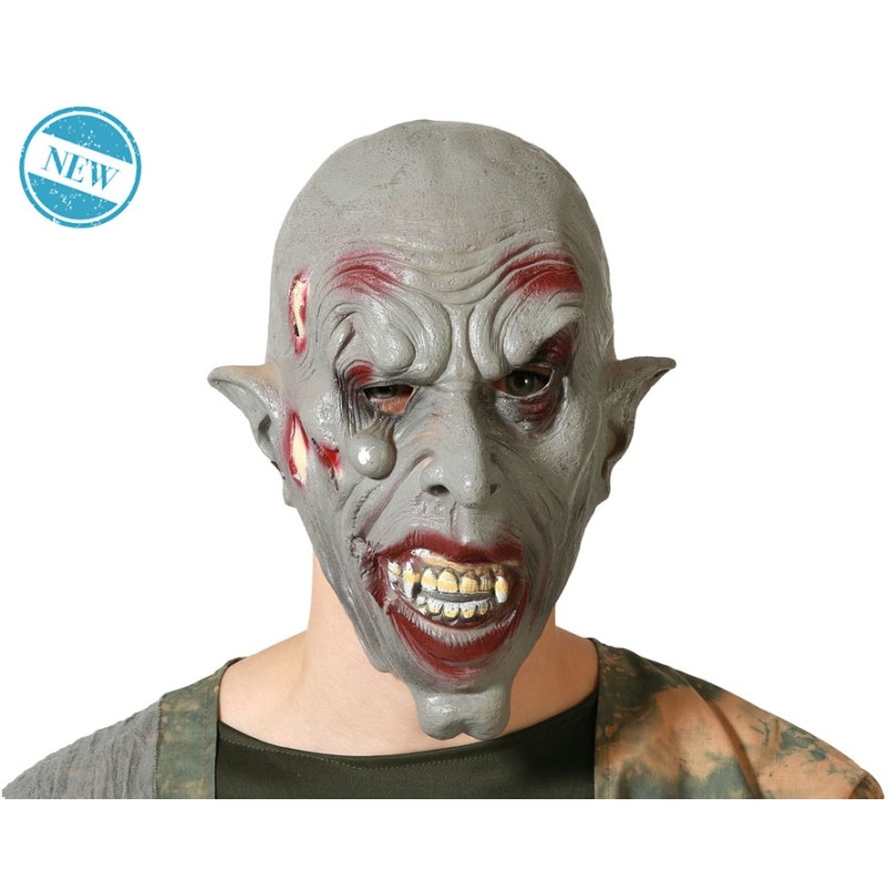 MÁSCARA HALLOWEEN ZOMBIE TERRORÍFICO GRIS PVC