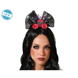 DIADEMA HALLOWEEN PAJARITA CATRINA ROJO Y PLATEADO MUJER ADULTO