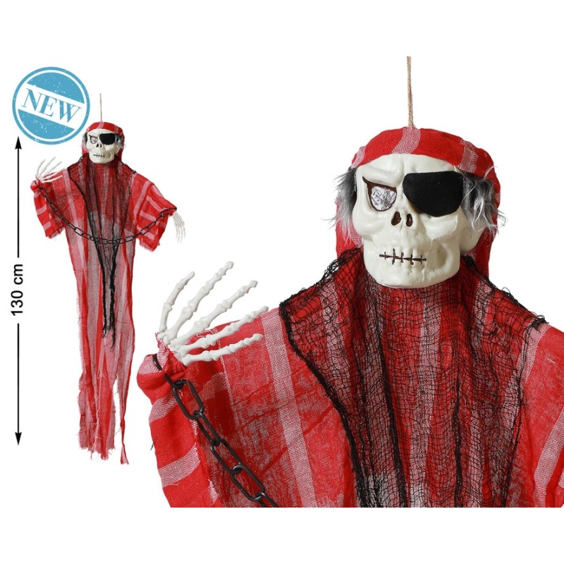 ESQUELETO COLGANTE DECORACIÓN HALLOWEEN MONSTRUO ROJO