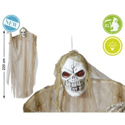 ESQUELETO COLGANTE BLANCO DECORACIÓN HALLOWEEN MONSTRUO LUZ
