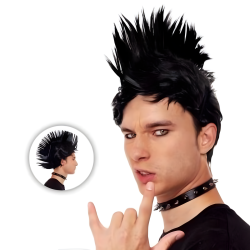 Peluca Punky Negra Adulto