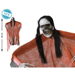 ACCESORIO COLGANTE HALLOWEEN ESQUELETO ROJO PELO 50X80 CM