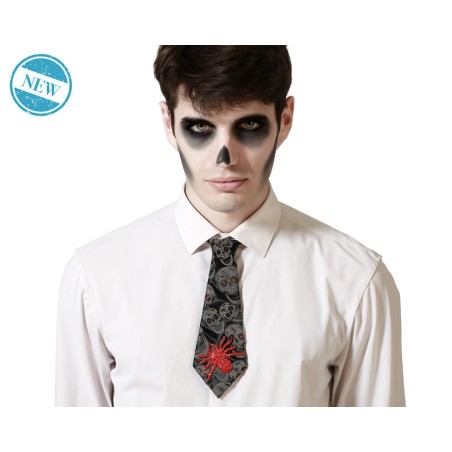 CORBATA CALAVERAS ARAÑA ROJA HALLOWEEN