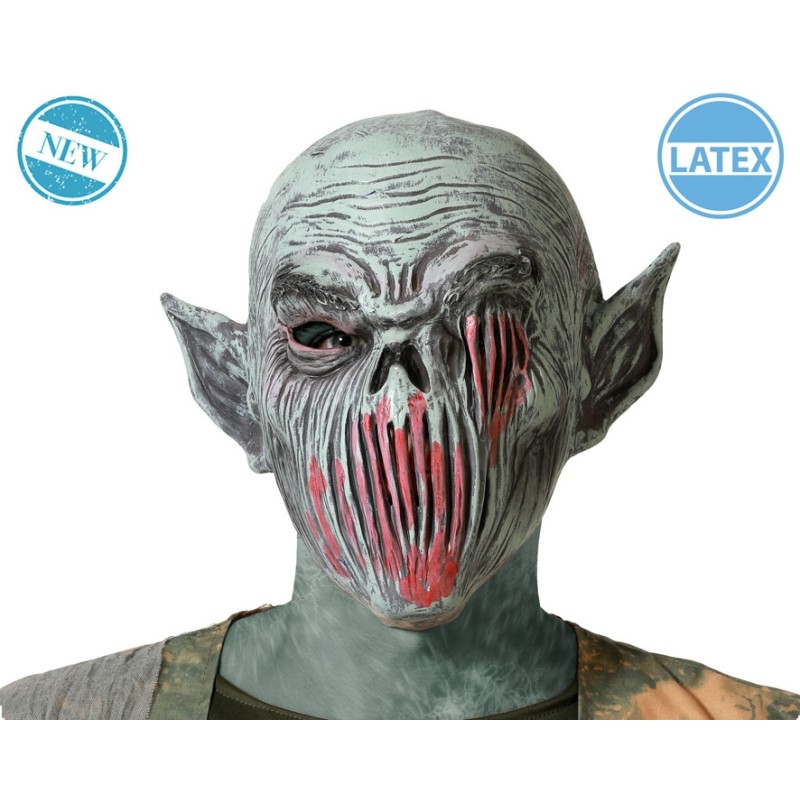 MÁSCARA TERRORÍFICA ZOMBIE LÁTEX GRIS HALLOWEEN HOMBRE ADULTO