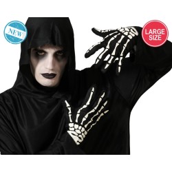 GUANTES ESQUELETOS HALLOWEEN NEGRO ADULTO TALLA GRANDE