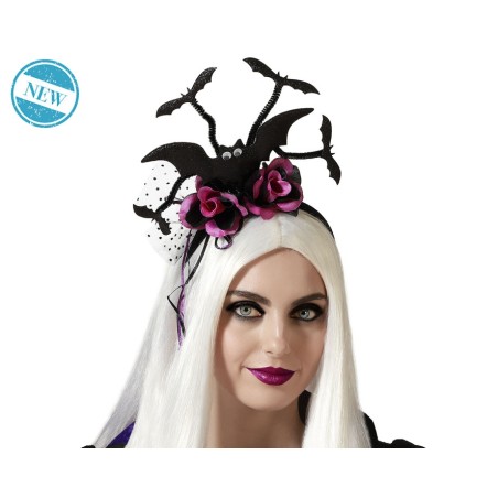 DIADEMA HALLOWEEN ROSA MURCIÉLAGOS MUJER ADULTO
