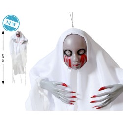 ACCESORIO DECORACIÓN HALLOWEEN MONSTRUO SANGRIENTO GRIS BLANCO