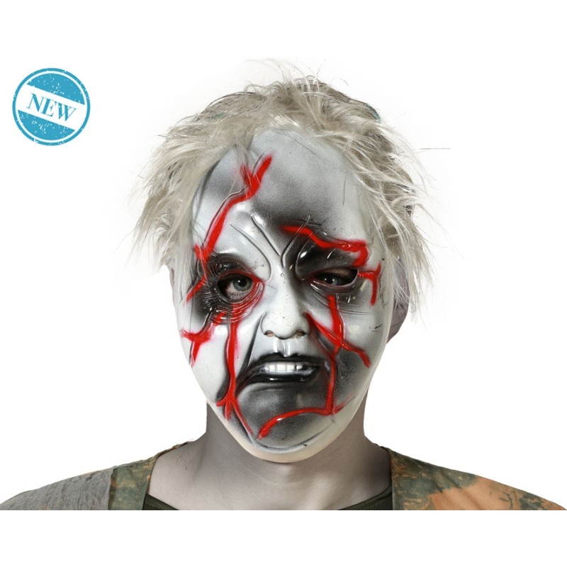 MÁSCARA MUTANTE GRIS SANGRIENTO DEFORME HALLOWEEN
