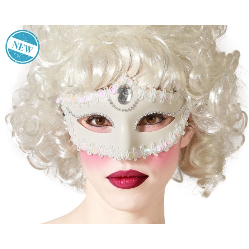 MÁSCARA VENECIANA ANTIFAZ BLANCO MUJER ADULTO