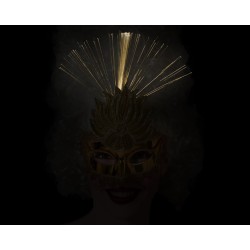 MÁSCARA VENECIANA ANTIFAZ DORADO BRILLANTE BRILLO OSCURIDAD MUJER ADULTO