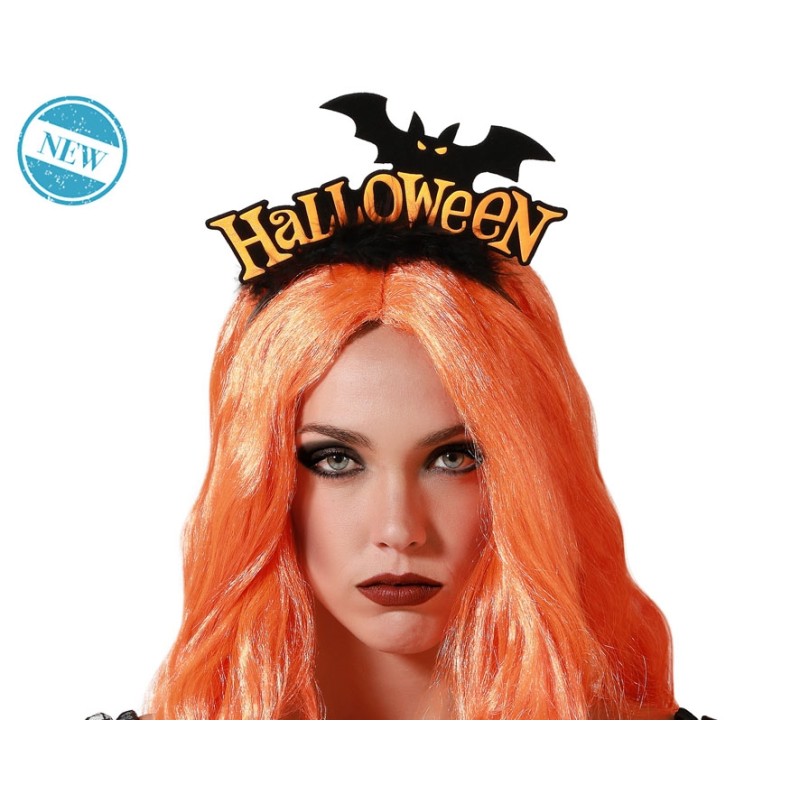 DIADEMA HALLOWEEN MURCIÉLAGO NEGRO NARANJA MUJER ADULTO