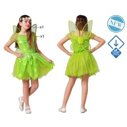 DISFRAZ HADA MADRINA VERDE BRILLANTE NIÑA INFANTIL