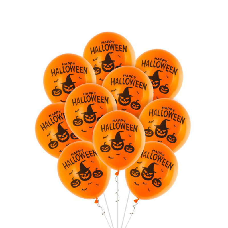 Set 10 Globos Naranjas Calabaza Halloween