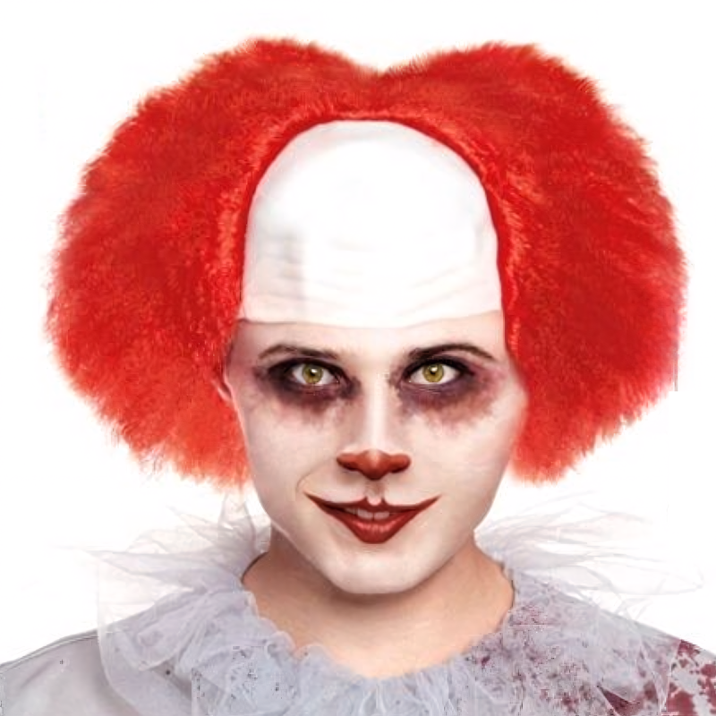 Peluca payaso Roja Adulto con calva