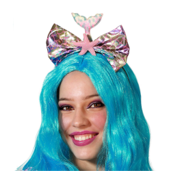 Diadema Sirena Pajarita Rosa Mujer Adulto