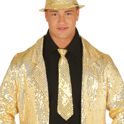 Corbata de Lentejuelas Dorada 35cm - Brillo de Fiesta