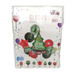 Set de Globos Navideños: Árbol de Navidad (9 Piezas)