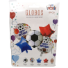 Set de Globos Foil Temática Fútbol Happy Birthday - Pack de 5