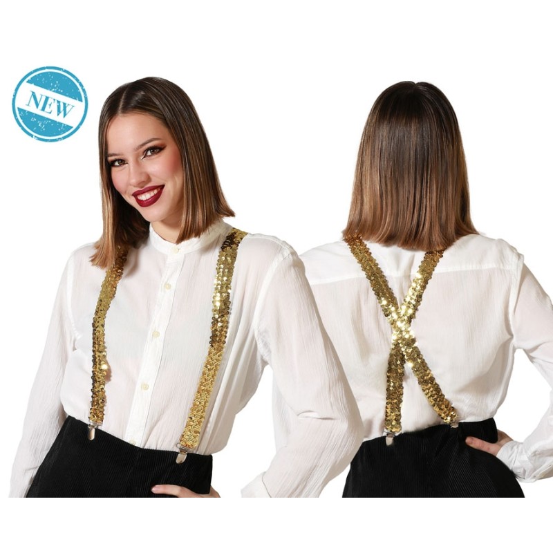 TIRANTES LENTEJUELAS DORADO MUJER ADULTO