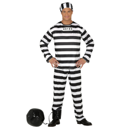 Disfraz de Preso en Rayas Blanco y Negro para Adulto - Clásico de Fiestas