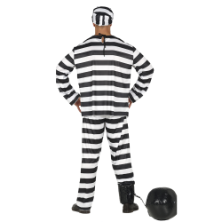 Disfraz de Preso en Rayas Blanco y Negro para Adulto - Clásico de Fiestas
