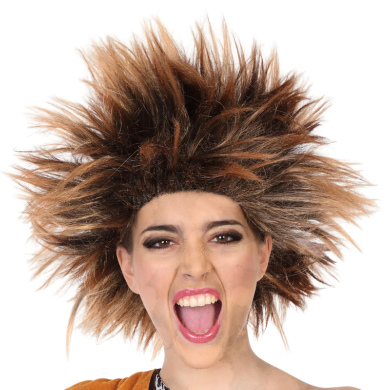 Peluca Cavernícola Adulto Castaño - Disfraz Prehistórico Unisex