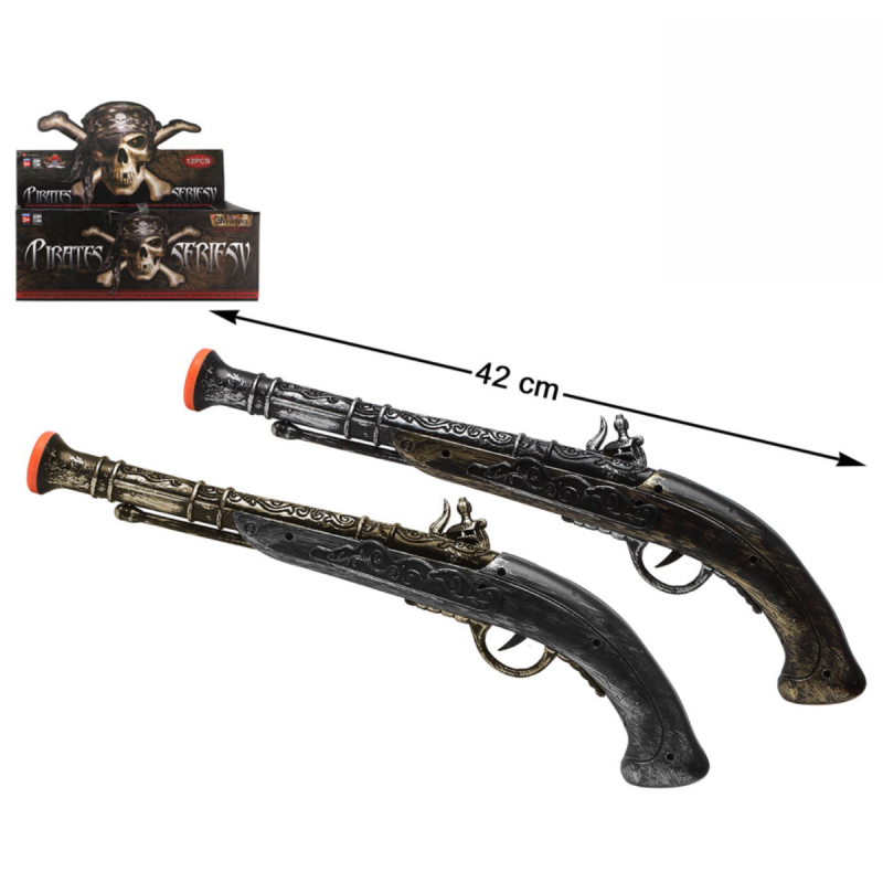 Pistolas Piratas Plateadas 42cm - Accesorio Disfraz Bucanero