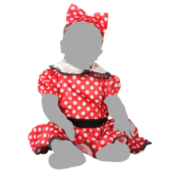 Disfraz de Ratoncita Cuento Bebé - Vestido y Cinta Rojo Lunares