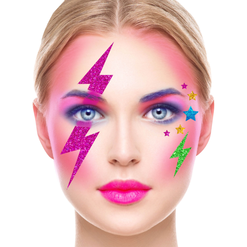 Joyas Faciales Rayos Años 80 - Accesorio Retro para Fiestas y Eventos