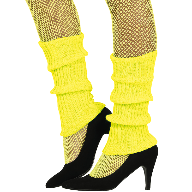 Calentadores Amarillos Neón Adulto - Accesorio Disfraz Retro y Fitness