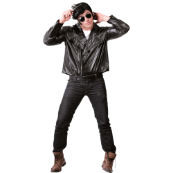 Chaqueta Rockera de Motorista Adulto - Estilo Cuero Negro