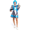 Disfraz Astronauta Mujer - Vestido Plateado Oscuro y Azul Espacial